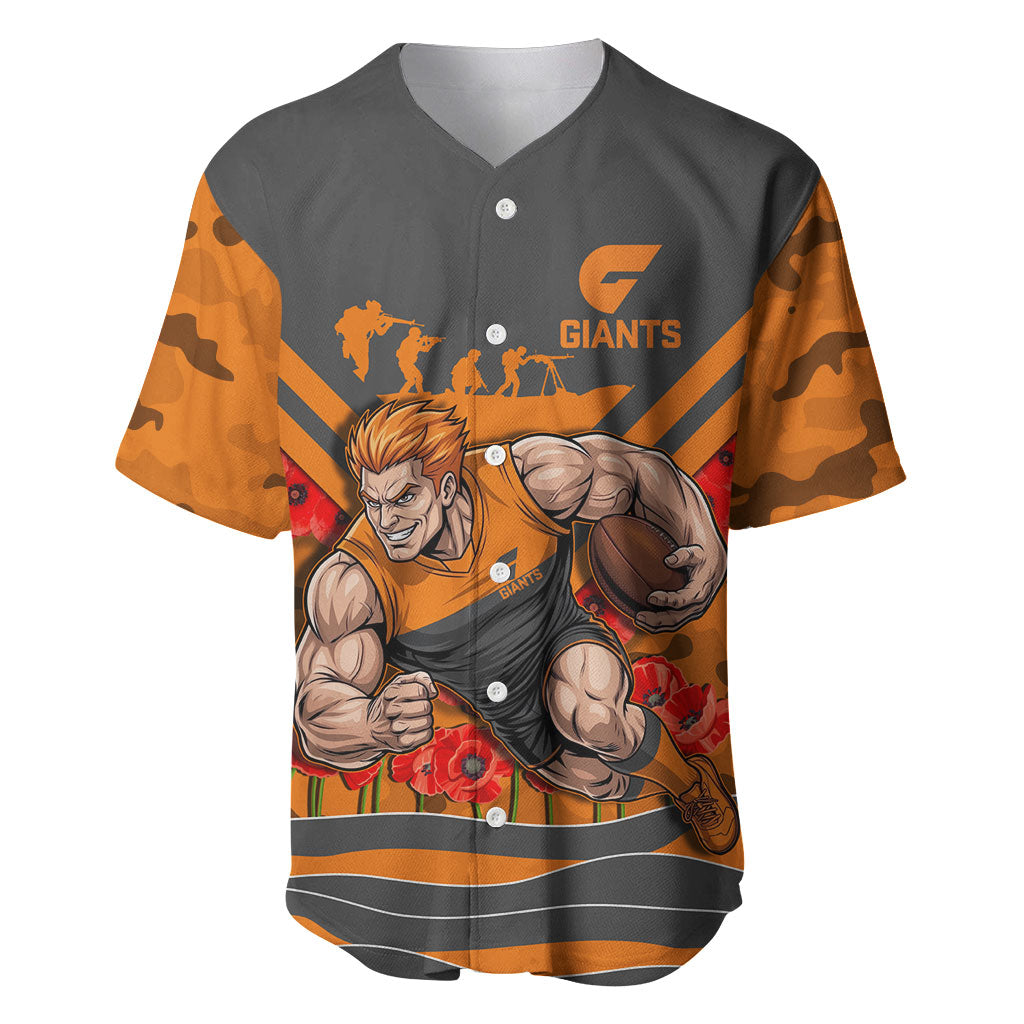 Personalised Greater Western Sydney Giants ANZAC Baseball Jersey Military Remembrance Australian Football Mascot Camouflage