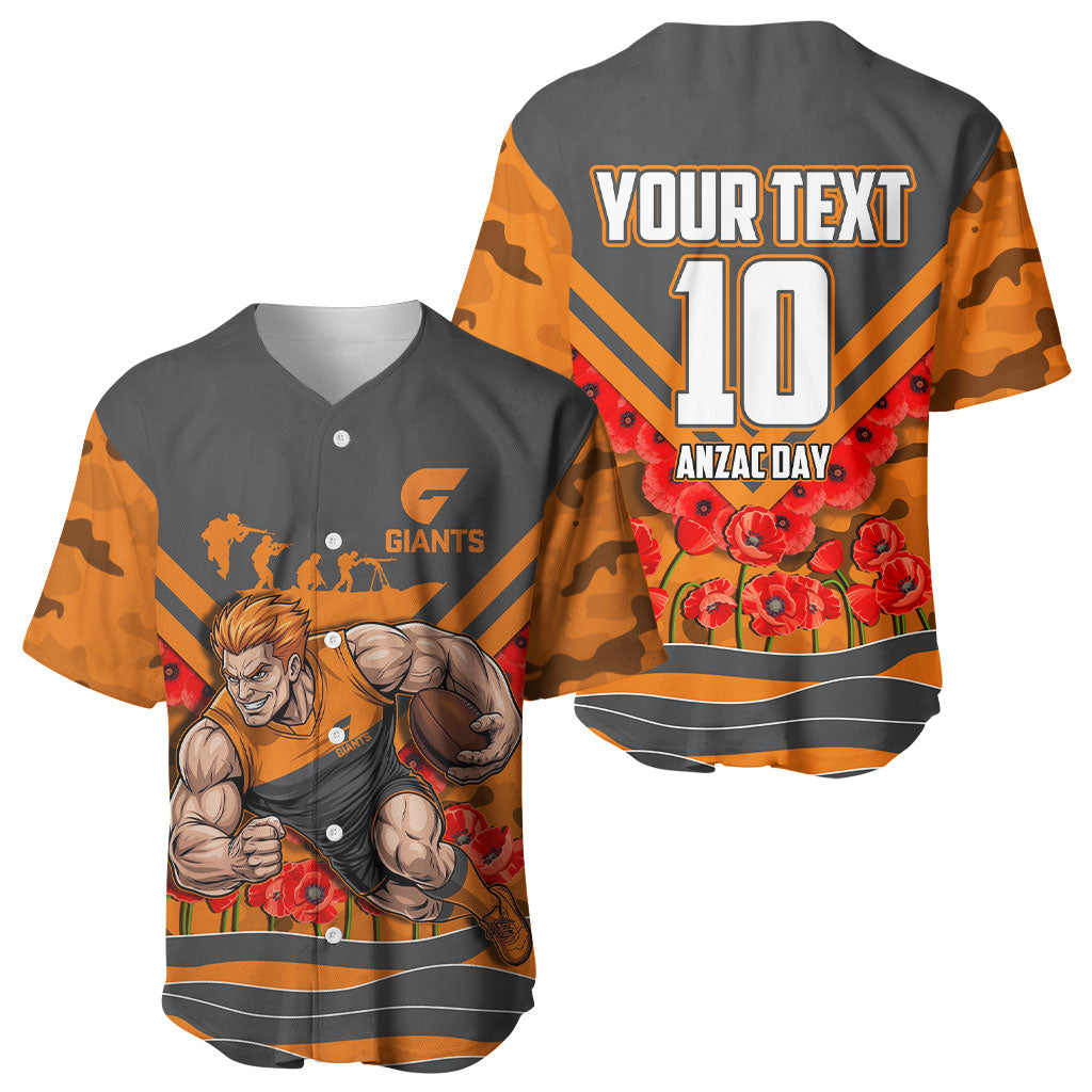 Personalised Greater Western Sydney Giants ANZAC Baseball Jersey Military Remembrance Australian Football Mascot Camouflage