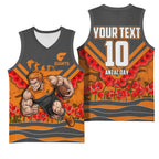 Personalised Greater Western Sydney Giants ANZAC Basketball Jersey Military Remembrance Australian Football Mascot Camouflage