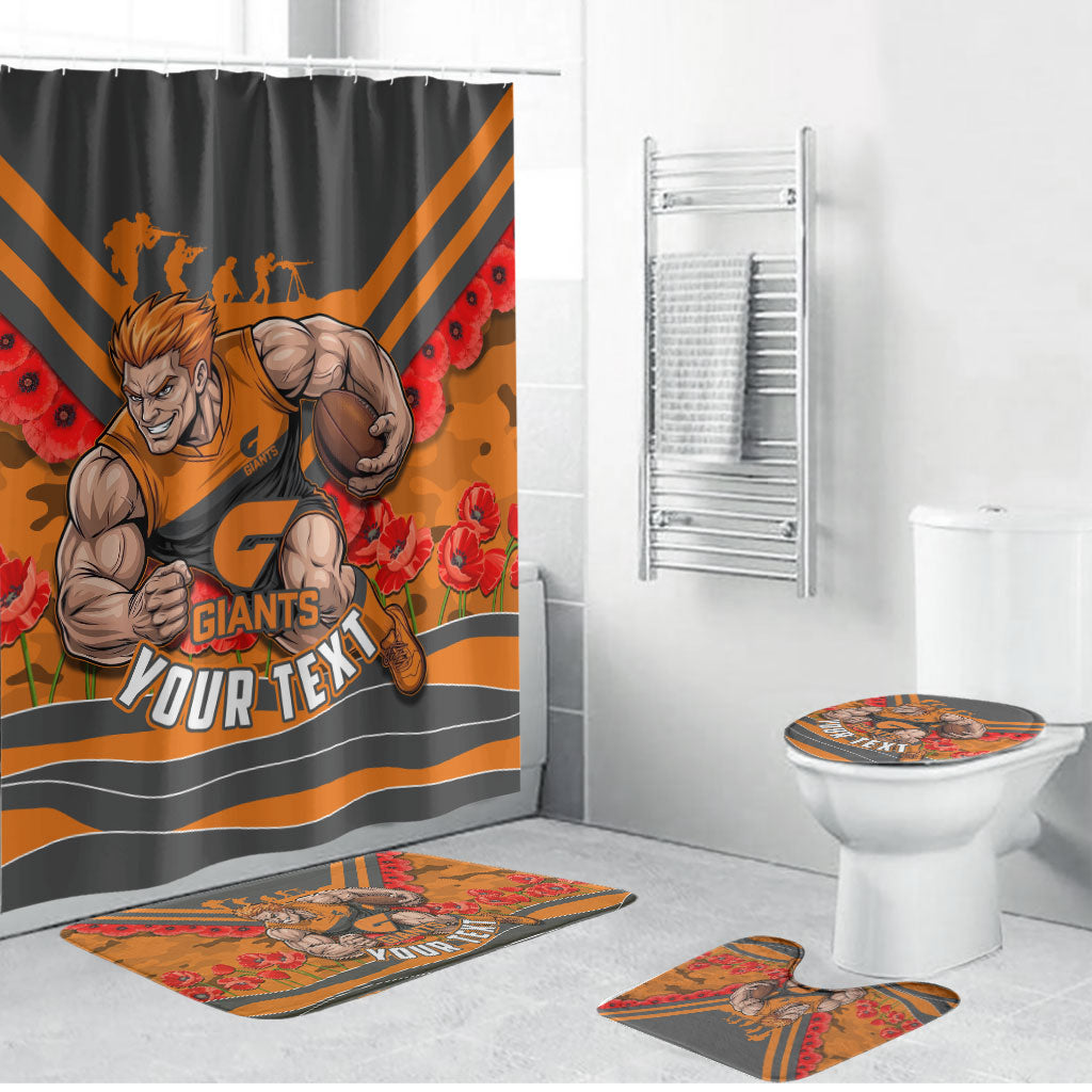 Personalised Greater Western Sydney Giants ANZAC Bathroom Set Military Remembrance Australian Football Mascot Camouflage