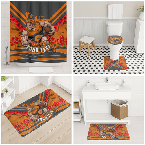 Personalised Greater Western Sydney Giants ANZAC Bathroom Set Military Remembrance Australian Football Mascot Camouflage