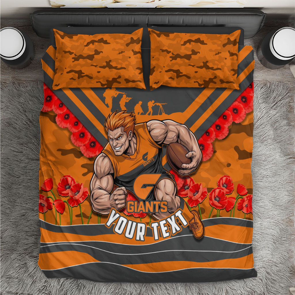 Personalised Greater Western Sydney Giants ANZAC Bedding Set Military Remembrance Australian Football Mascot Camouflage
