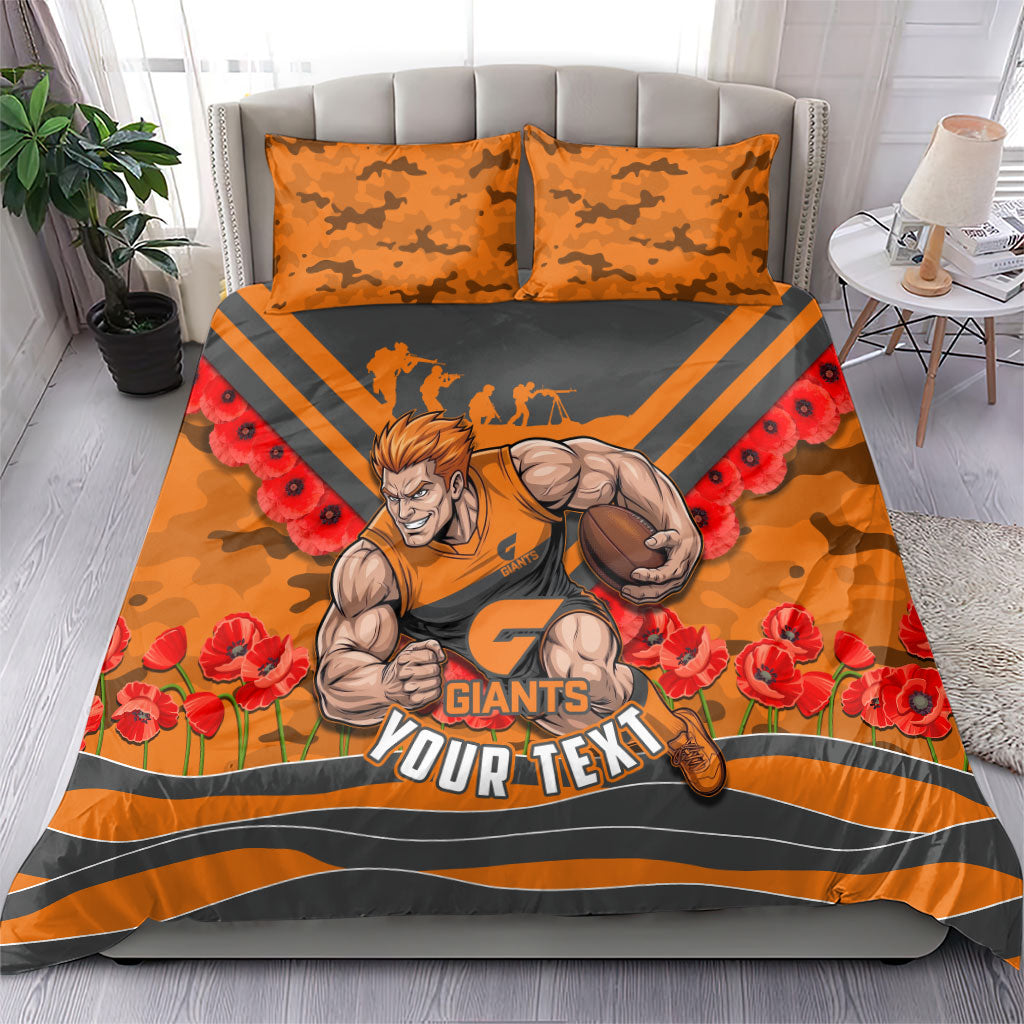 Personalised Greater Western Sydney Giants ANZAC Bedding Set Military Remembrance Australian Football Mascot Camouflage