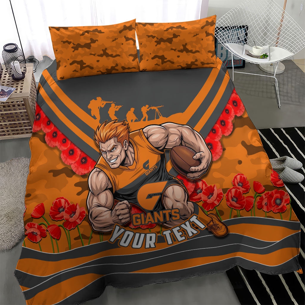 Personalised Greater Western Sydney Giants ANZAC Bedding Set Military Remembrance Australian Football Mascot Camouflage