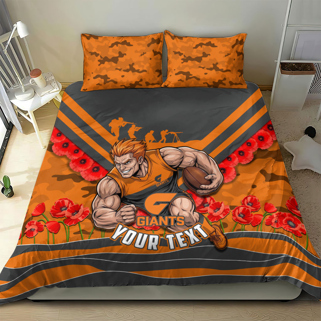 Personalised Greater Western Sydney Giants ANZAC Bedding Set Military Remembrance Australian Football Mascot Camouflage