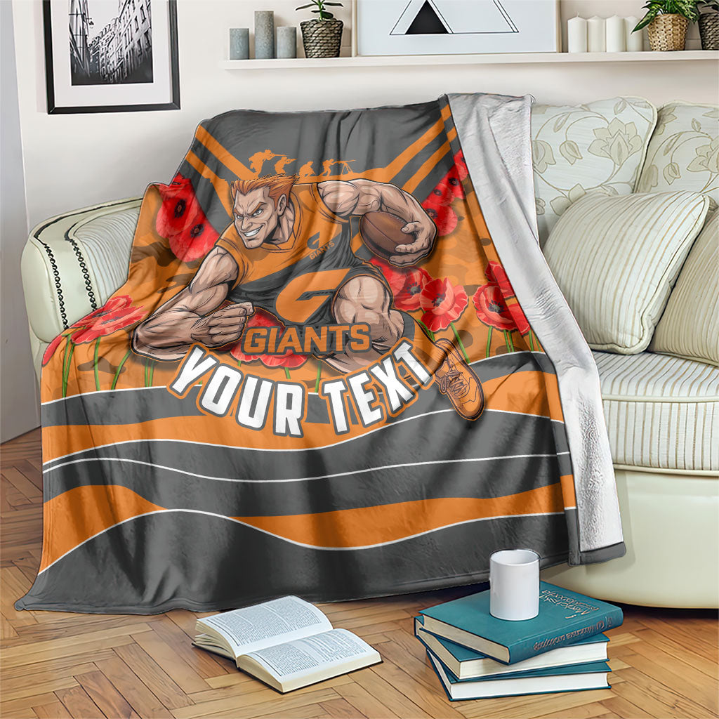 Personalised Greater Western Sydney Giants ANZAC Blanket Military Remembrance Australian Football Mascot Camouflage