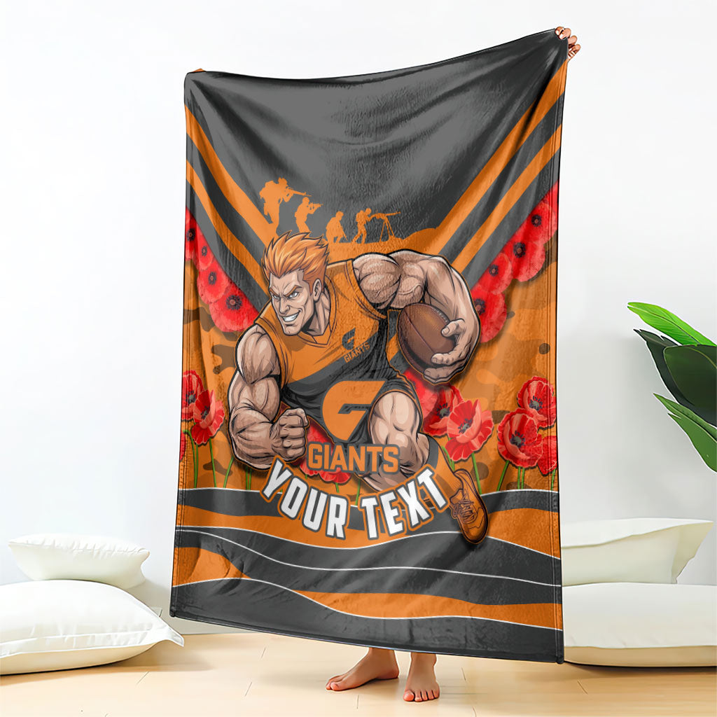 Personalised Greater Western Sydney Giants ANZAC Blanket Military Remembrance Australian Football Mascot Camouflage