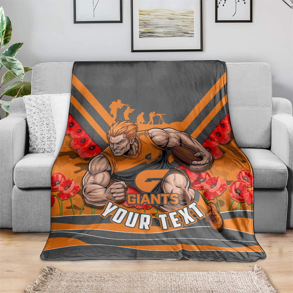 Personalised Greater Western Sydney Giants ANZAC Blanket Military Remembrance Australian Football Mascot Camouflage