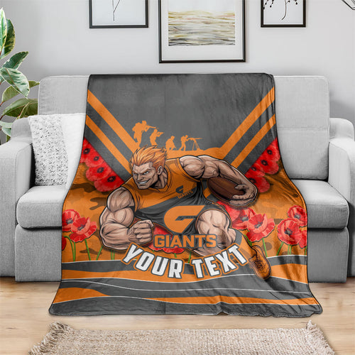 Personalised Greater Western Sydney Giants ANZAC Blanket Military Remembrance Australian Football Mascot Camouflage