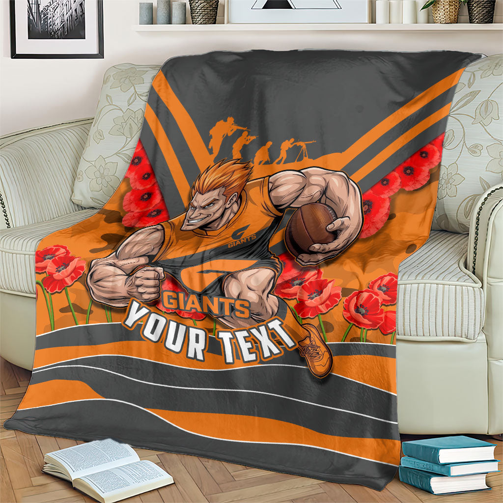 Personalised Greater Western Sydney Giants ANZAC Blanket Military Remembrance Australian Football Mascot Camouflage