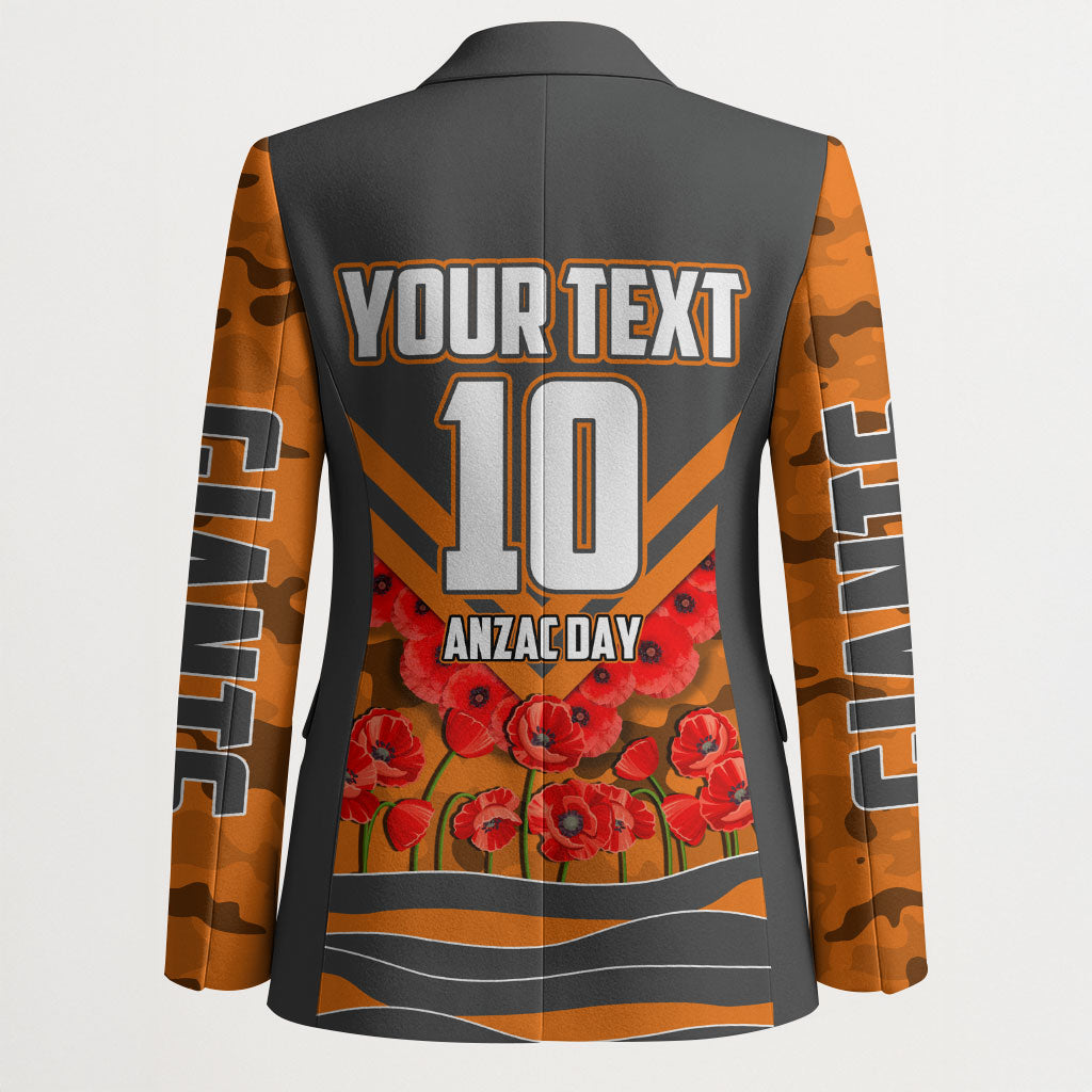 Personalised Greater Western Sydney Giants ANZAC Blazer Military Remembrance Australian Football Mascot Camouflage
