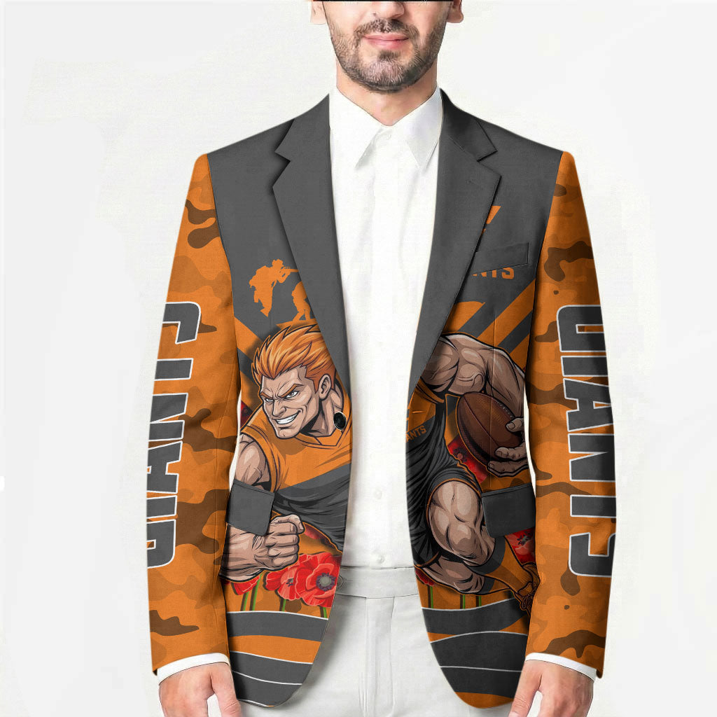 Personalised Greater Western Sydney Giants ANZAC Blazer Military Remembrance Australian Football Mascot Camouflage