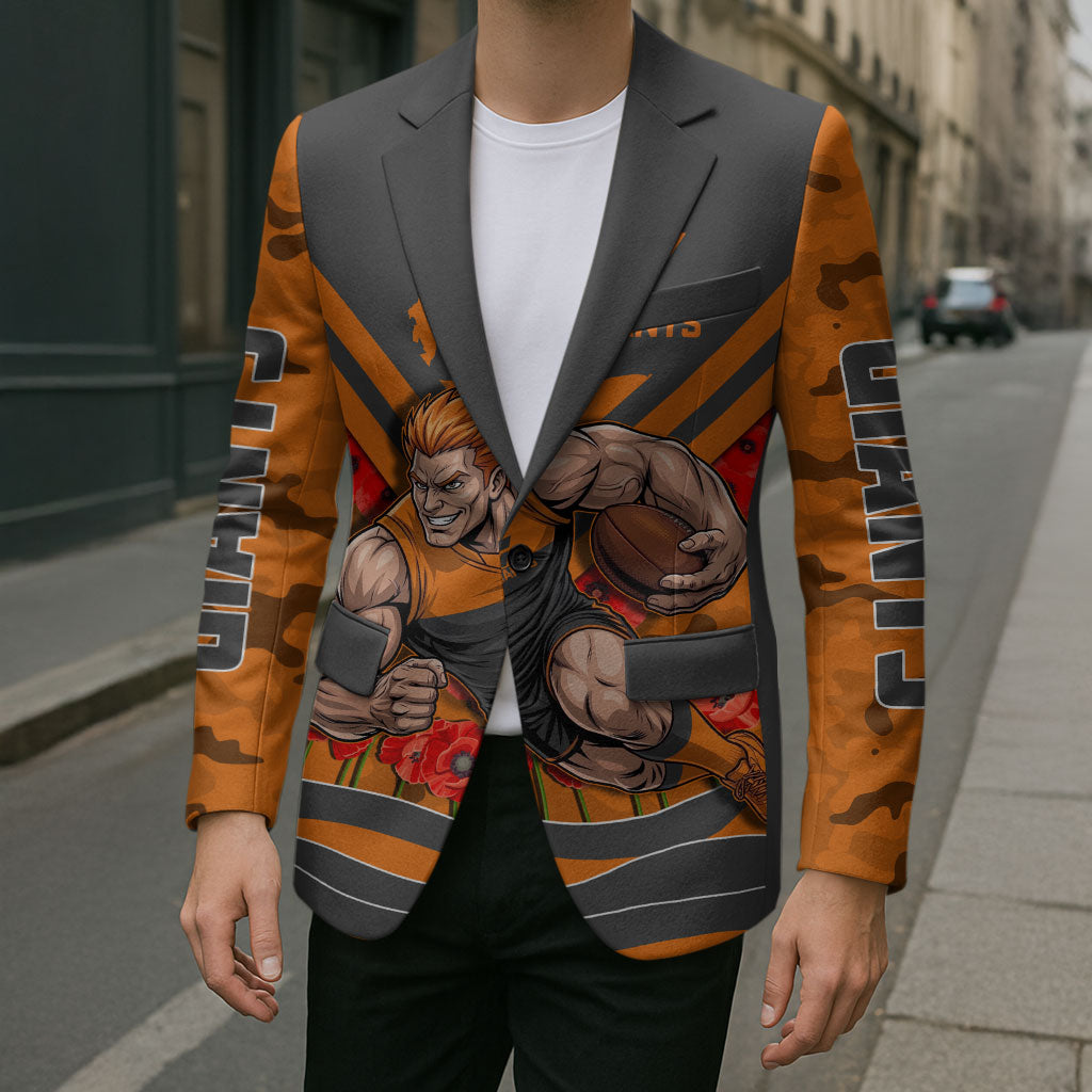 Personalised Greater Western Sydney Giants ANZAC Blazer Military Remembrance Australian Football Mascot Camouflage