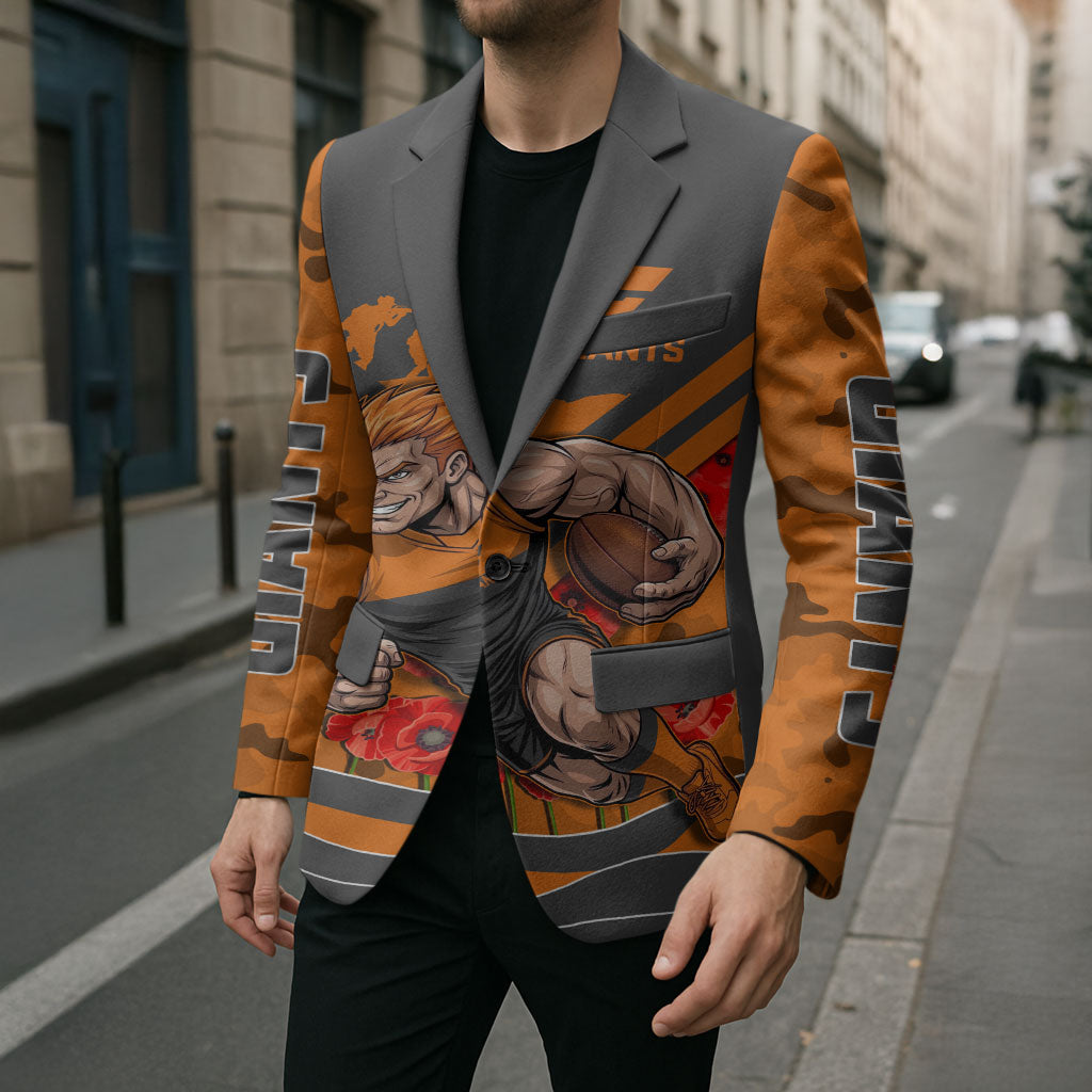 Personalised Greater Western Sydney Giants ANZAC Blazer Military Remembrance Australian Football Mascot Camouflage