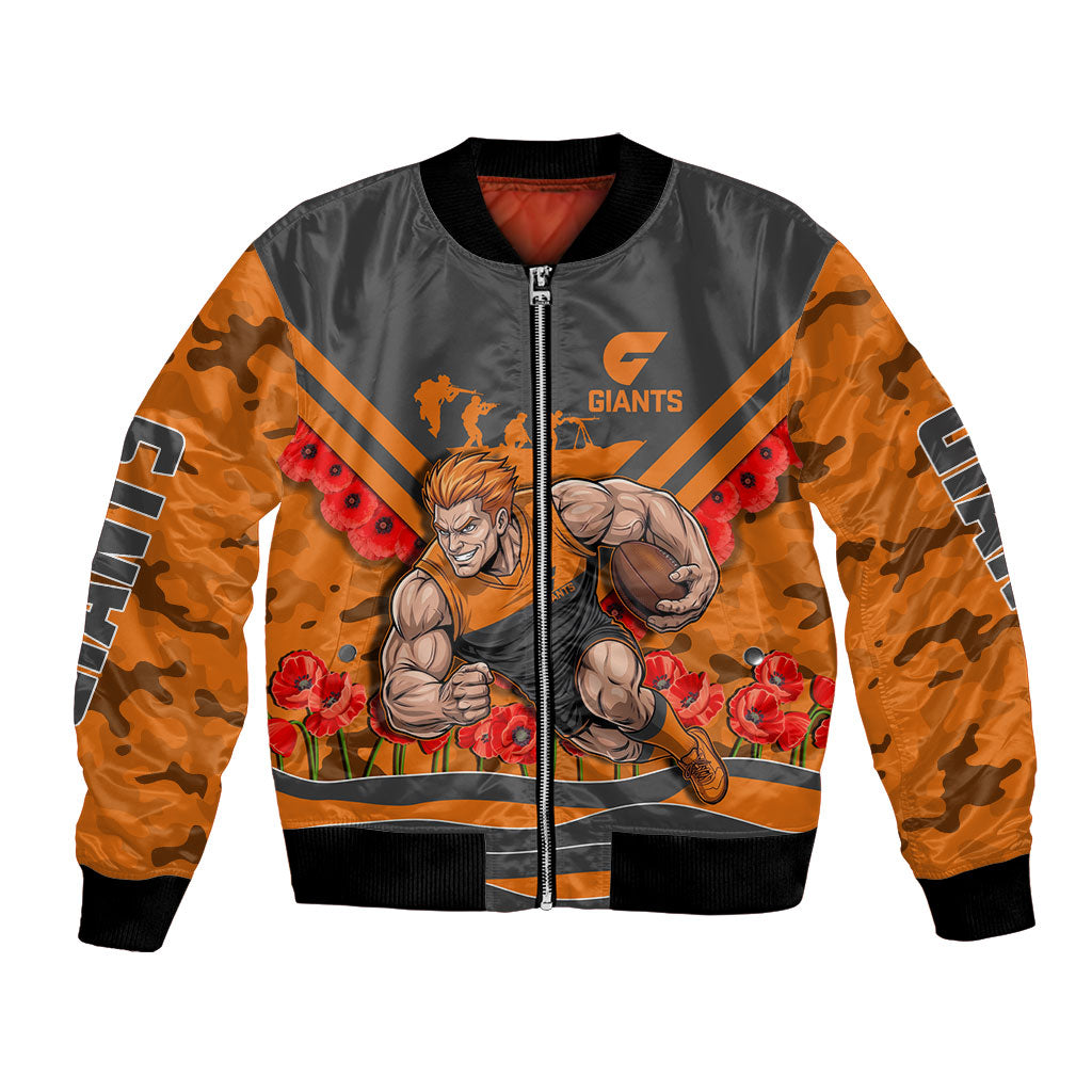 Personalised Greater Western Sydney Giants ANZAC Bomber Jacket Military Remembrance Australian Football Mascot Camouflage