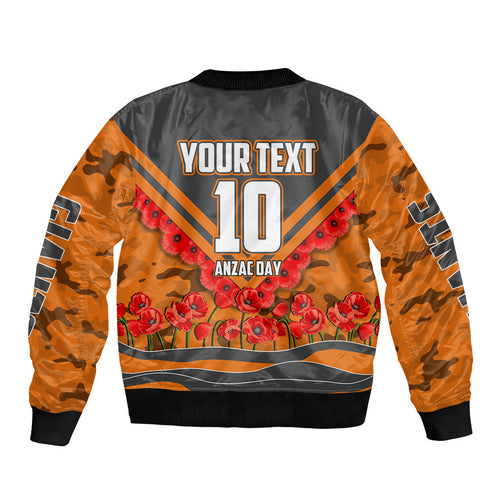 Personalised Greater Western Sydney Giants ANZAC Bomber Jacket Military Remembrance Australian Football Mascot Camouflage