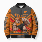 Personalised Greater Western Sydney Giants ANZAC Bomber Puffer Jacket Military Remembrance Australian Football Mascot Camouflage