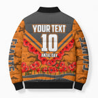 Personalised Greater Western Sydney Giants ANZAC Bomber Puffer Jacket Military Remembrance Australian Football Mascot Camouflage