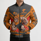 Personalised Greater Western Sydney Giants ANZAC Bomber Puffer Jacket Military Remembrance Australian Football Mascot Camouflage