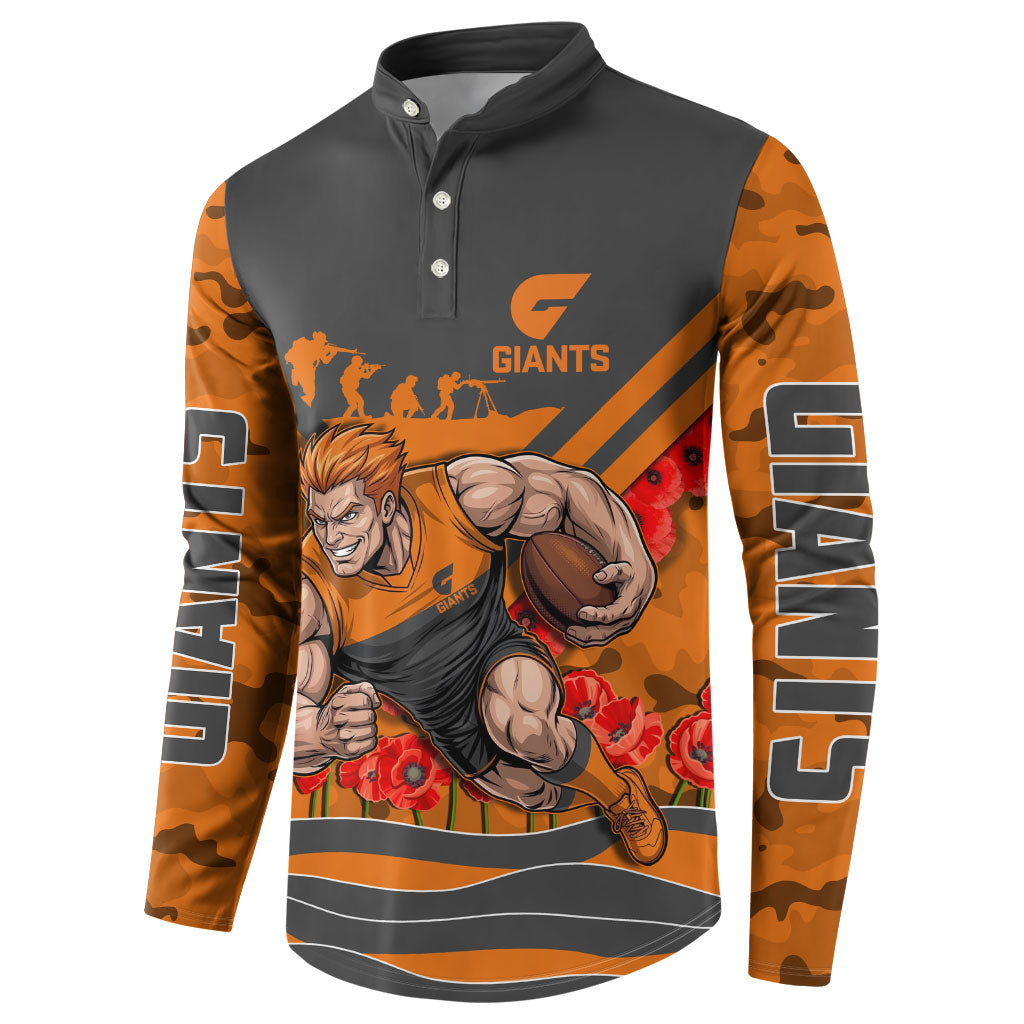 Personalised Greater Western Sydney Giants ANZAC Button Sweatshirt Military Remembrance Australian Football Mascot Camouflage