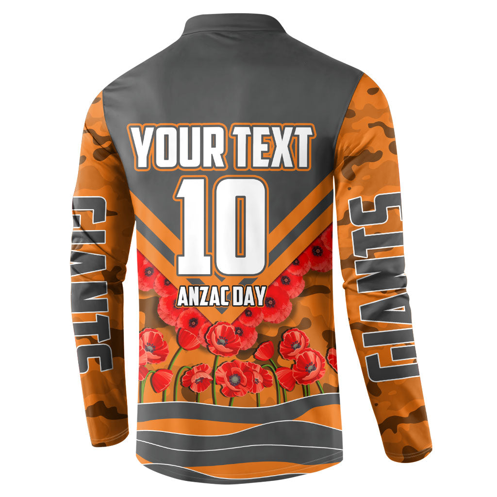 Personalised Greater Western Sydney Giants ANZAC Button Sweatshirt Military Remembrance Australian Football Mascot Camouflage