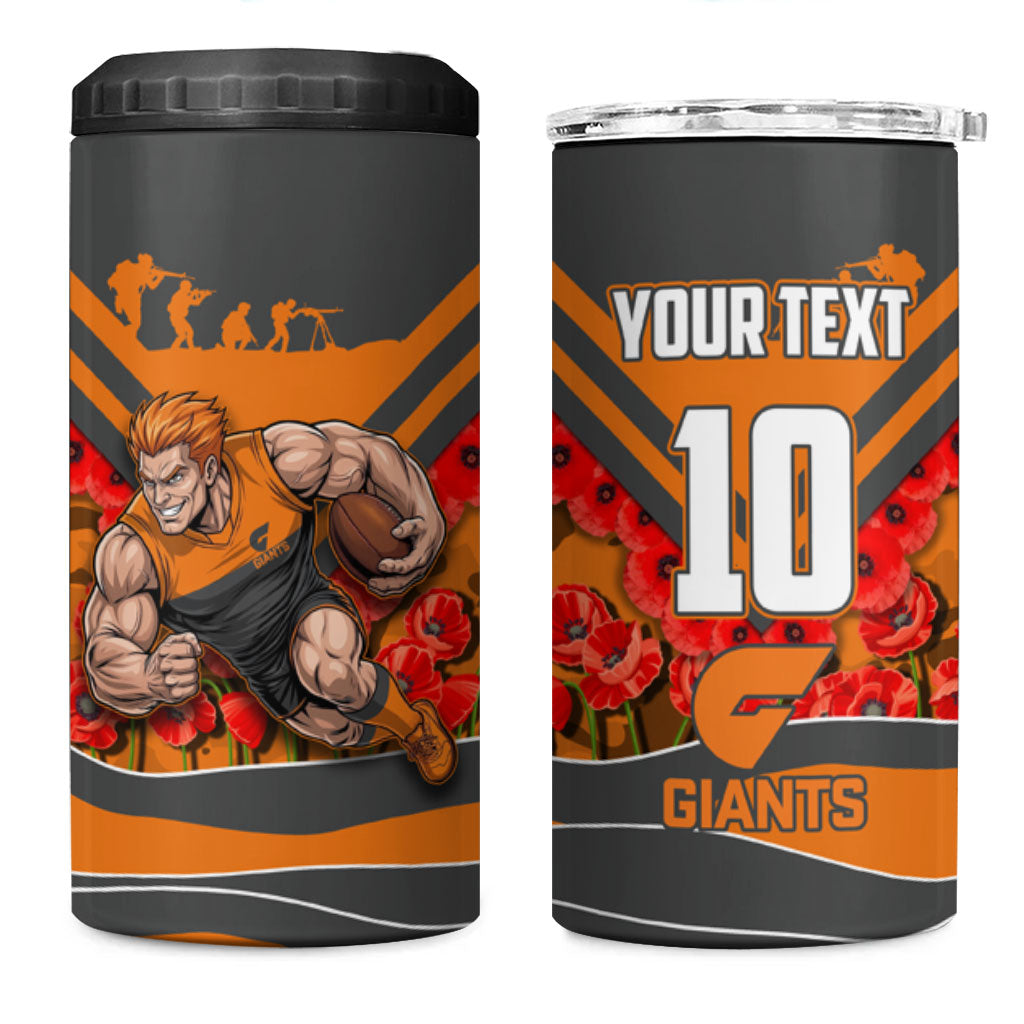Personalised Greater Western Sydney Giants ANZAC 4 in 1 Can Cooler Tumbler Military Remembrance Australian Football Mascot Camouflage
