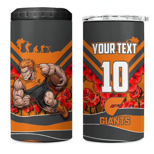 Personalised Greater Western Sydney Giants ANZAC 4 in 1 Can Cooler Tumbler Military Remembrance Australian Football Mascot Camouflage