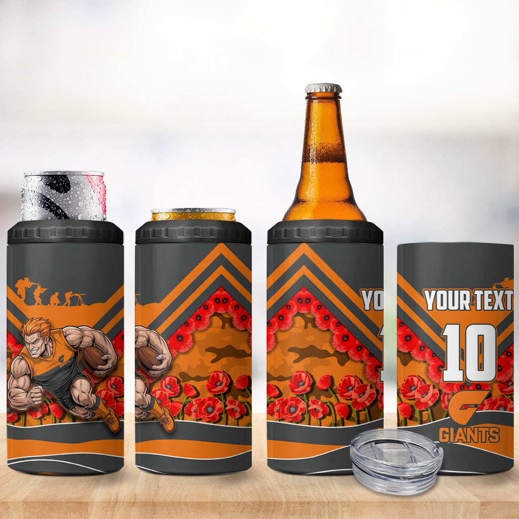 Personalised Greater Western Sydney Giants ANZAC 4 in 1 Can Cooler Tumbler Military Remembrance Australian Football Mascot Camouflage