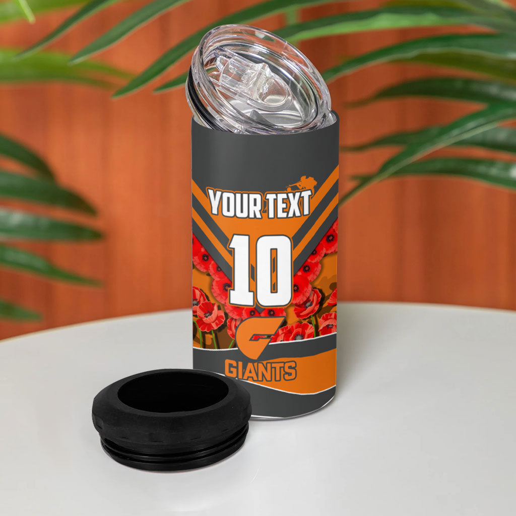 Personalised Greater Western Sydney Giants ANZAC 4 in 1 Can Cooler Tumbler Military Remembrance Australian Football Mascot Camouflage