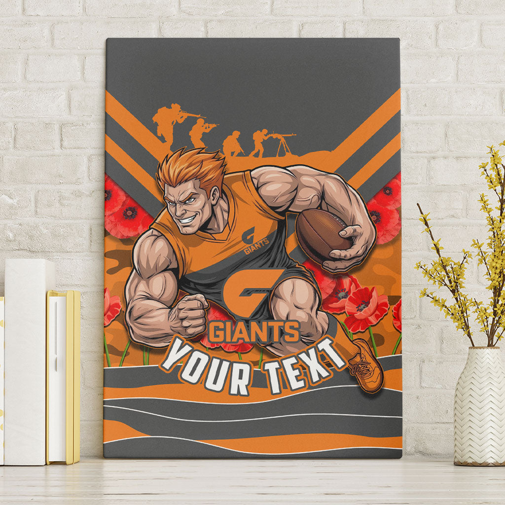 Personalised Greater Western Sydney Giants ANZAC Canvas Wall Art Military Remembrance Australian Football Mascot Camouflage