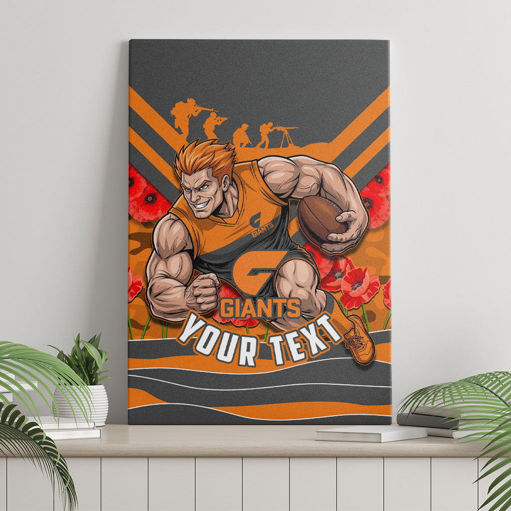 Personalised Greater Western Sydney Giants ANZAC Canvas Wall Art Military Remembrance Australian Football Mascot Camouflage