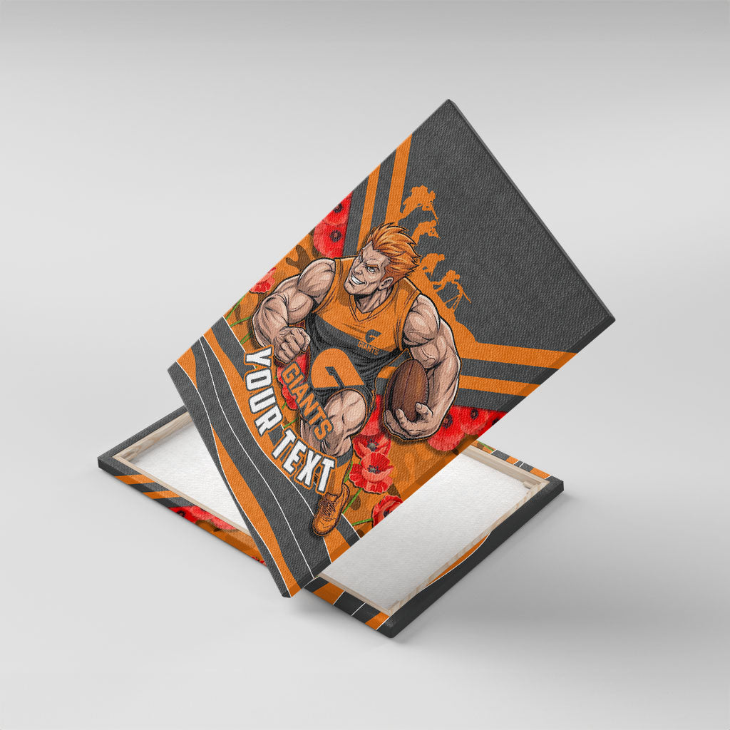 Personalised Greater Western Sydney Giants ANZAC Canvas Wall Art Military Remembrance Australian Football Mascot Camouflage