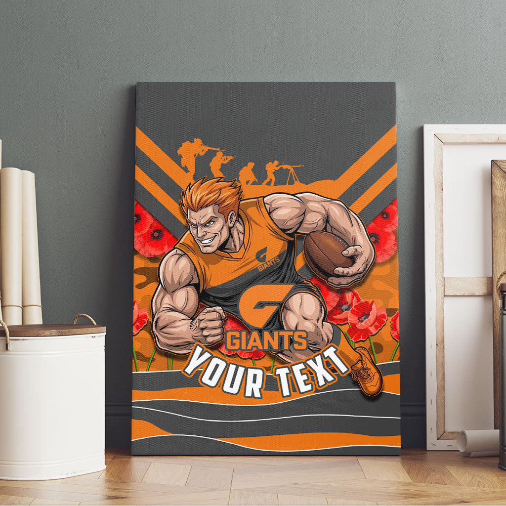 Personalised Greater Western Sydney Giants ANZAC Canvas Wall Art Military Remembrance Australian Football Mascot Camouflage