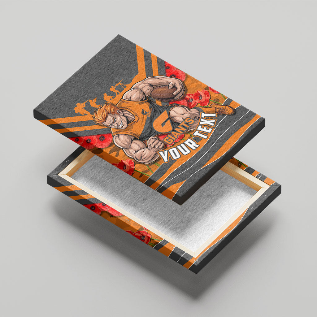 Personalised Greater Western Sydney Giants ANZAC Canvas Wall Art Military Remembrance Australian Football Mascot Camouflage
