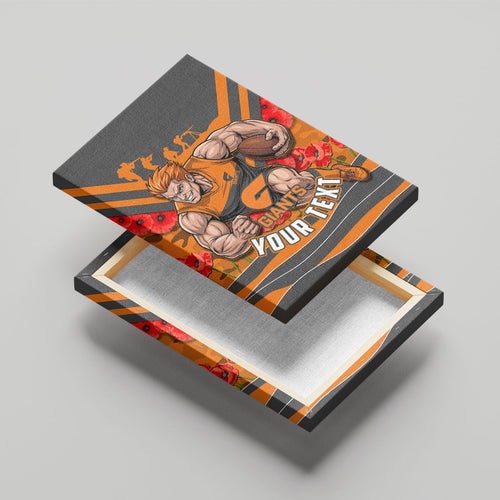 Personalised Greater Western Sydney Giants ANZAC Canvas Wall Art Military Remembrance Australian Football Mascot Camouflage
