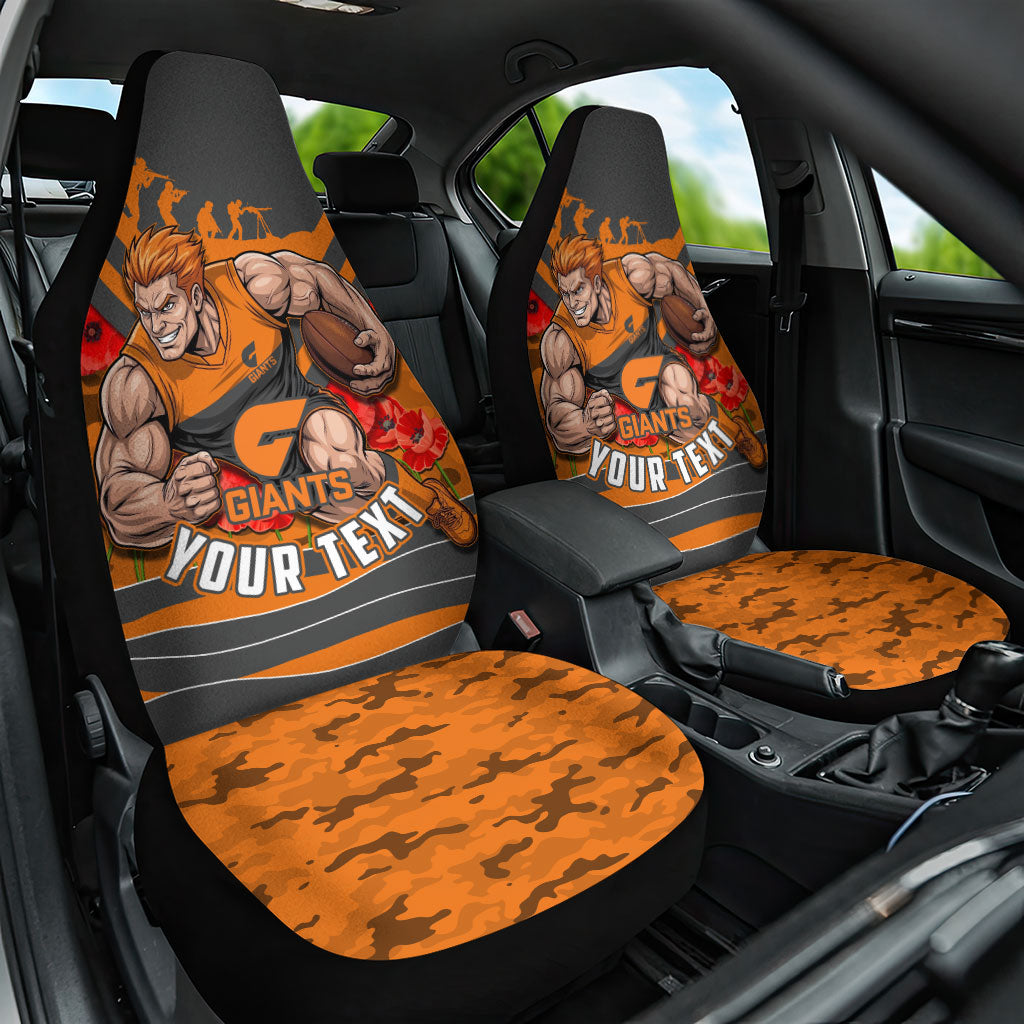 Personalised Greater Western Sydney Giants ANZAC Car Seat Cover Military Remembrance Australian Football Mascot Camouflage