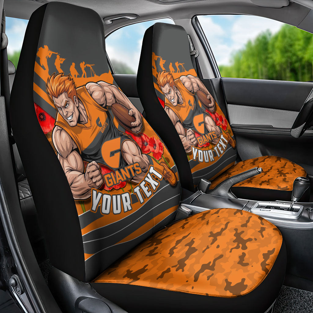 Personalised Greater Western Sydney Giants ANZAC Car Seat Cover Military Remembrance Australian Football Mascot Camouflage