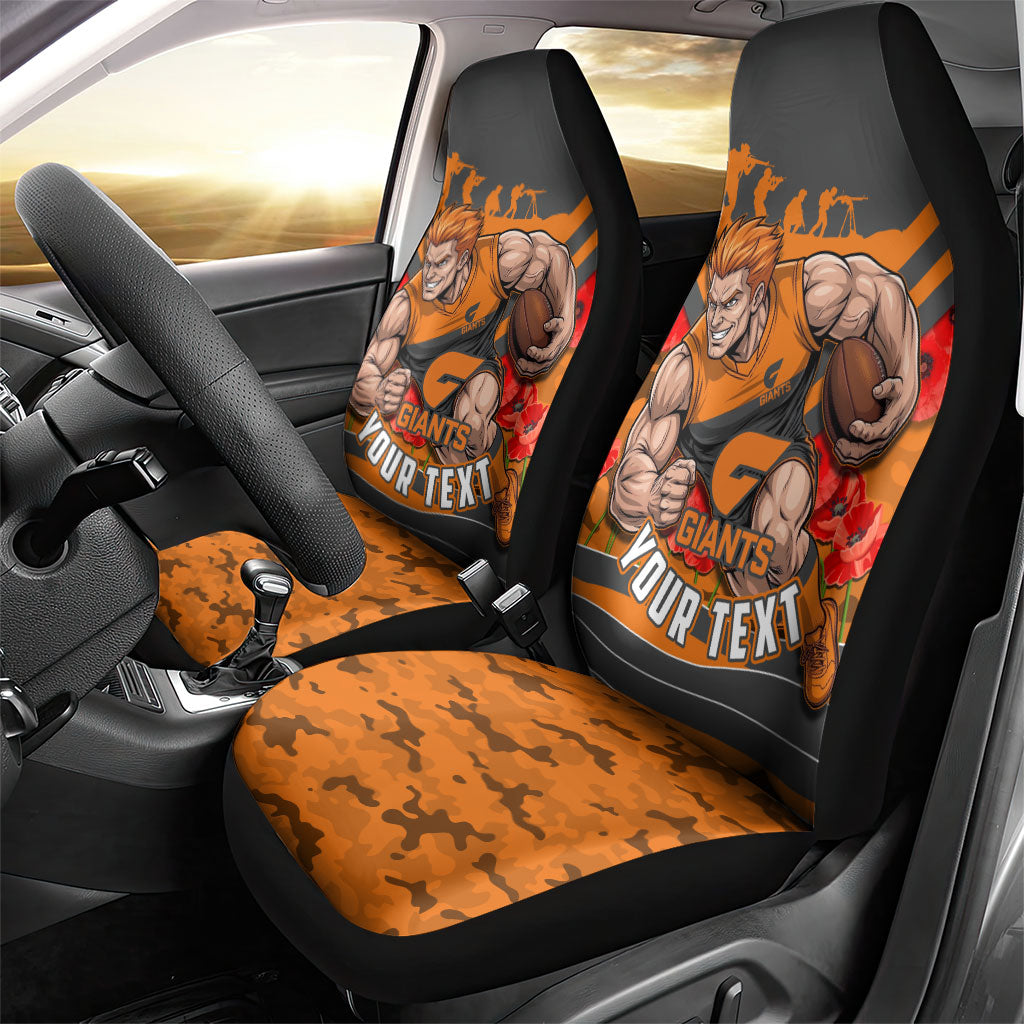 Personalised Greater Western Sydney Giants ANZAC Car Seat Cover Military Remembrance Australian Football Mascot Camouflage