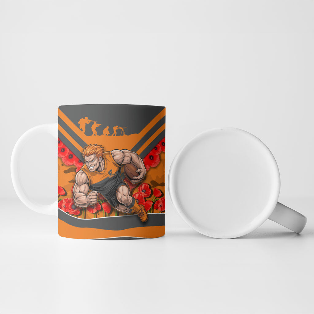 Personalised Greater Western Sydney Giants ANZAC Ceramic Mug Military Remembrance Australian Football Mascot Camouflage