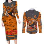 Personalised Greater Western Sydney Giants ANZAC Couples Matching Long Sleeve Bodycon Dress and Long Sleeve Button Shirt Military Remembrance Australian Football Mascot Camouflage