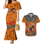 Personalised Greater Western Sydney Giants ANZAC Couples Matching Mermaid Dress and Hawaiian Shirt Military Remembrance Australian Football Mascot Camouflage