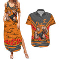 Personalised Greater Western Sydney Giants ANZAC Couples Matching Summer Maxi Dress and Hawaiian Shirt Military Remembrance Australian Football Mascot Camouflage