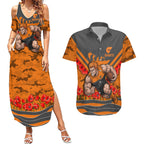 Personalised Greater Western Sydney Giants ANZAC Couples Matching Summer Maxi Dress and Hawaiian Shirt Military Remembrance Australian Football Mascot Camouflage
