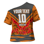 Personalised Greater Western Sydney Giants ANZAC Cross Shoulder Shirt Military Remembrance Australian Football Mascot Camouflage