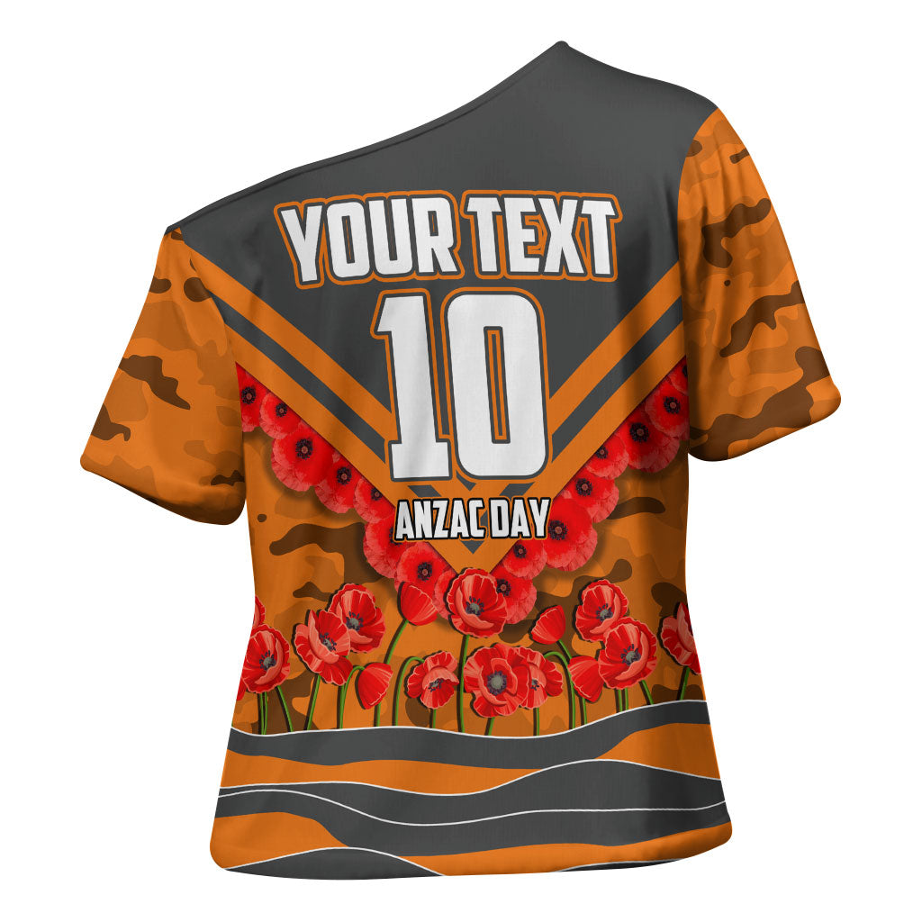 Personalised Greater Western Sydney Giants ANZAC Cross Shoulder Shirt Military Remembrance Australian Football Mascot Camouflage