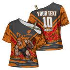 Personalised Greater Western Sydney Giants ANZAC Cross Shoulder Shirt Military Remembrance Australian Football Mascot Camouflage