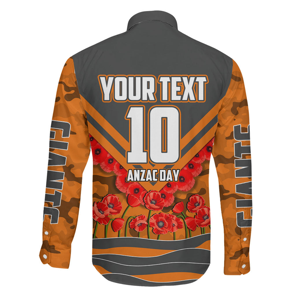Personalised Greater Western Sydney Giants ANZAC Family Matching Long Sleeve Bodycon Dress and Hawaiian Shirt Military Remembrance Australian Football Mascot Camouflage