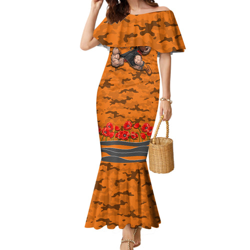 Personalised Greater Western Sydney Giants ANZAC Family Matching Mermaid Dress and Hawaiian Shirt Military Remembrance Australian Football Mascot Camouflage