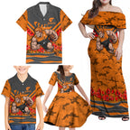 Personalised Greater Western Sydney Giants ANZAC Family Matching Off Shoulder Maxi Dress and Hawaiian Shirt Military Remembrance Australian Football Mascot Camouflage