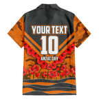 Personalised Greater Western Sydney Giants ANZAC Family Matching Off Shoulder Maxi Dress and Hawaiian Shirt Military Remembrance Australian Football Mascot Camouflage